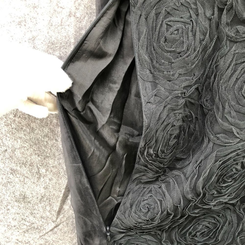 J.‎ Crew Sleeveless Mini Dress Womens 2 Black 3D Floral Applique Shift Formal - Picture 7 of 12
